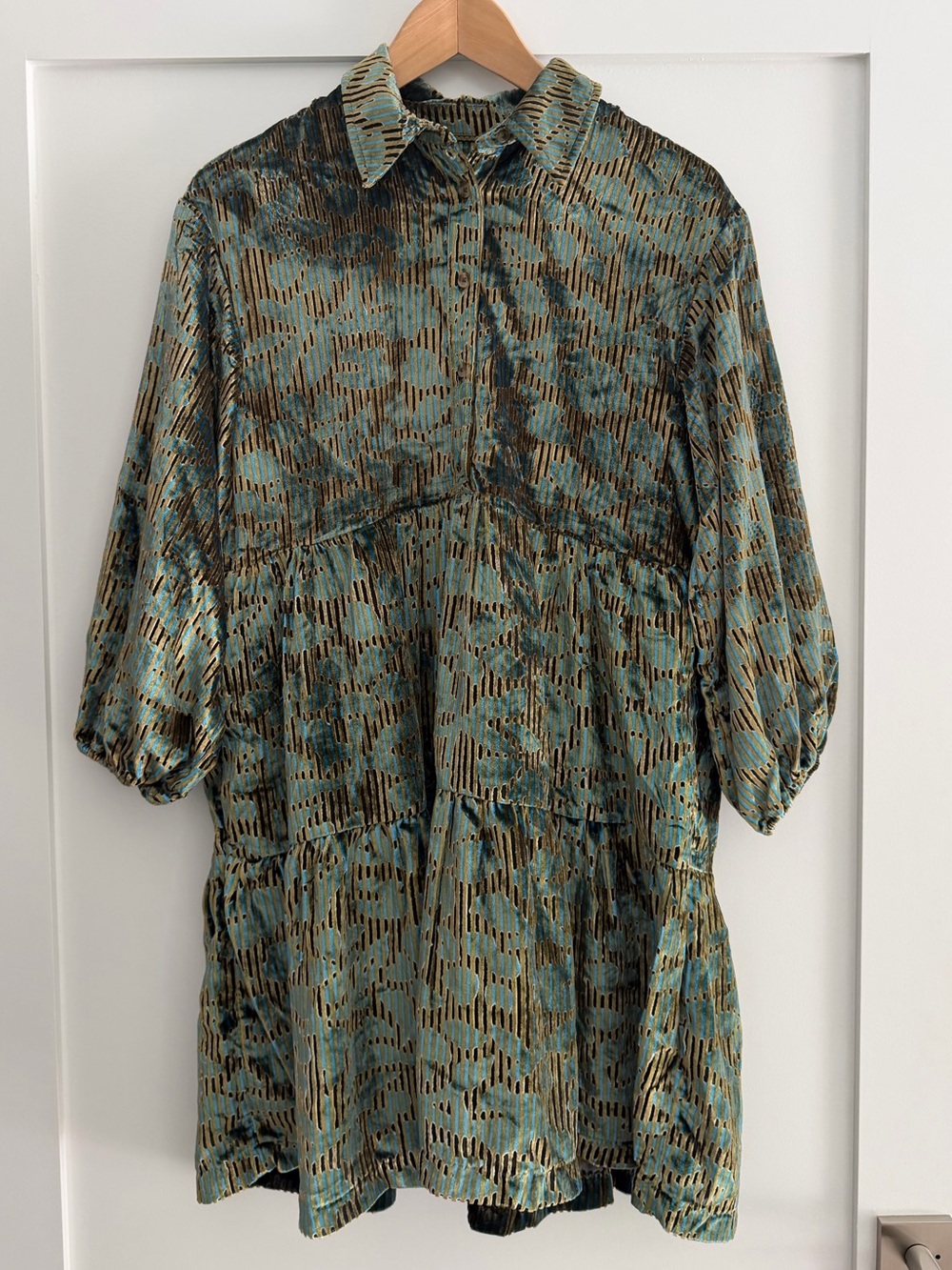 NWT - Maeve Teal and Olive Tiered Shirt Dress 🩵💚🩵💚